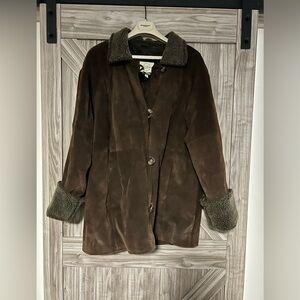 Vintage Brown Suede and Shearling Women's Coat